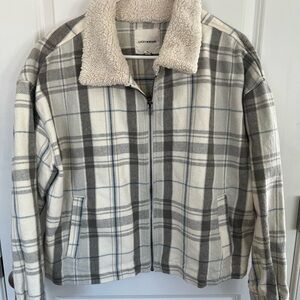 Lucky Brand Gray and Cream Sherpa Collar Jacket Size L